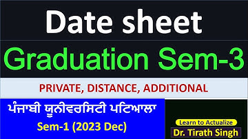 Date sheet of additional paper sem 3 Punjabi University Patiala Dr Tirath singh l Learn to Actualize