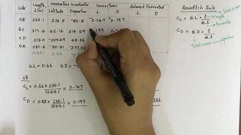 Balancing of traverse using Bowditch rule