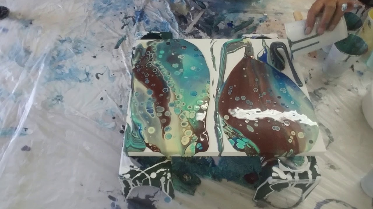 (20) Acrylic pour flip cup, wood panel, acrylic pouring, fluid art ...
