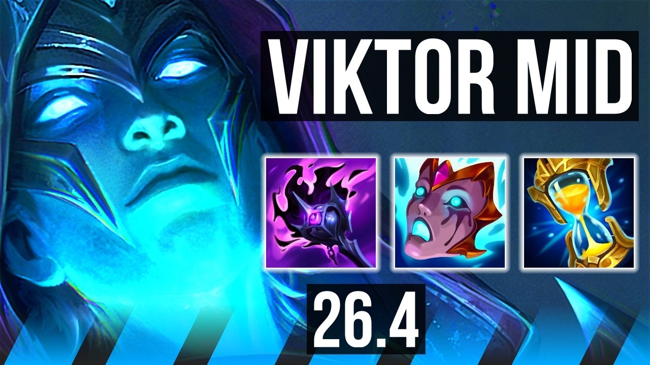 Watch Viktor dominate against Mel in Diamond elo! 
Highlights: Good KDA: 11/1/8. 
Learn what runes to use, what items to build, understand how to lane, teamfight, and outplay your opponents as #Viktor. 
/// #LeagueOfLegends high elo replay 
 
Thank you for watching! 
Did you learn something new? Share it in the comments! 
If you liked this video, please leave a thumbs up, if you disliked it, be sure to give me feedback in the comments. I appreciate your support! 
 
~~~| DOMISUMREPLAY |~~~ 
High elo replays for every role and champion. Improve your gameplay. Many uploads per day. 
 
~~~| WATCH MORE |~~~ 
Main channel: https://www.youtube.com/channel/UChkYqBSmrYsPjOTK2N4pdWg?sub_confirmation=1 
Viktor channel: https://www.youtube.com/channel/UCzslHdoriB7Rc7OdpewYwxQ?sub_confirmation=1 
 
More replays of: 
- Viktor vs Mel: https://www.youtube.com/playlist?list=PLLhD1ZGh3TZpcI1F4-Ip9-ZhuXvDxlPNF 
- Viktor MID: https://www.youtube.com/playlist?list=PLLhD1ZGh3TZoX6WWPBRXiY6cDIP91TL5d 
 
~~~| MATCH INFO |~~~ 
GAME TYPE: Ranked Solo/Duo 5v5 
REGION: EUW 
AVERAGE RANK: Diamond I 
SEASON: Season 2026 
PATCH: 26.4 
 
~~~| SPECTATED PLAYER |~~~ 
CHAMPION: Viktor 
SKIN: High Noon Viktor 
RANK: Diamond I 
RIOT ID: chau damn su # EUW 
OP.GG: https://op.gg/summoners/euw/chau+damn+su-EUW 
RUNES: SORCERY - Summon Aery, Manaflow Band, Transcendence, Scorch; RESOLVE - Shield Bash, Bone Plating (Adaptive Force + Adaptive Force + Health Scaling) 
 
~~~| OPPONENT |~~~ 
CHAMPION: Mel 
SKIN: Prestige Winterblessed Mel (Vivid) 
RANK: Emerald I 
RUNES: INSPIRATION - First Strike, Magical Footwear, Biscuit Delivery, Cosmic Insight; SORCERY - Gathering Storm, Manaflow Band (Ability Haste + Adaptive Force + Health Scaling) 
 
I am not one of the summoners playing in the matches uploaded to this channel, so I am unfortunately unable to answer questions about decisions made by the summoners in the game. 
 
played at 2026-02-21 15|13|03 (CET); rec on wd-tiger at 2026-02-22 17|14|33 (CET); mtdt at 2026-02-22 17|53|09 (CET); EUW-7744380728-MID-BLUE