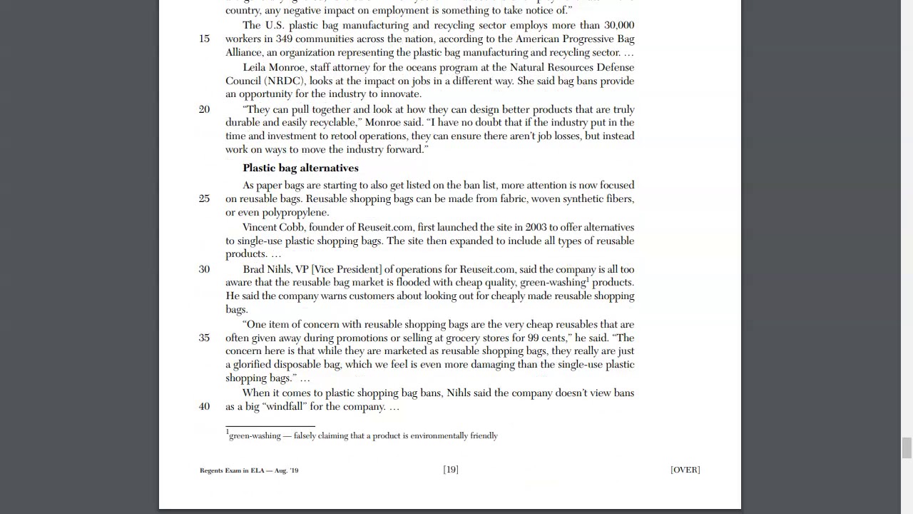 August 2019 ELA Regents Argument Text 4 - YouTube