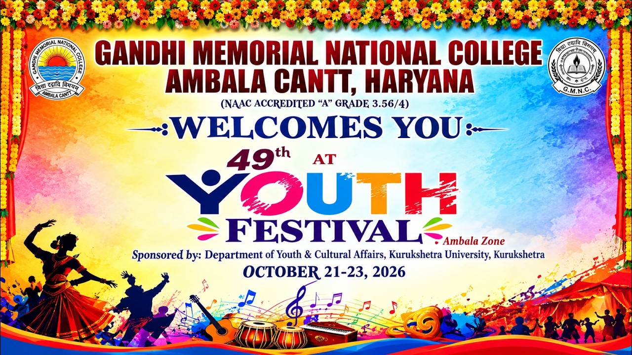 49th zonal youth festival ,Gandhi memorial national college  Ambala ,October 23-10, 2026