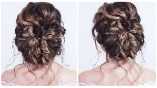 Soft relaxed bridal/wedding/party updo, great for curly hair. A quick hairstyle for long/medium hair screenshot 5