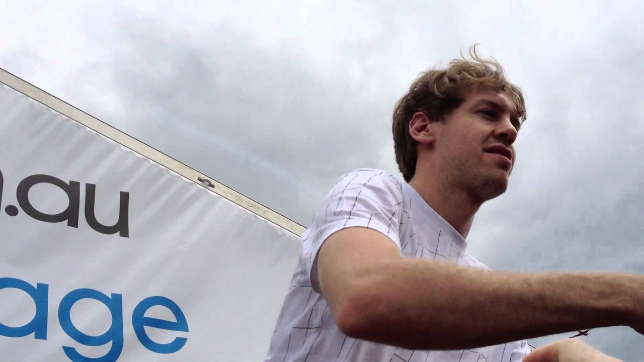 Sebastian Vettel giving autogaphs at 2012 Australian Grand Prix