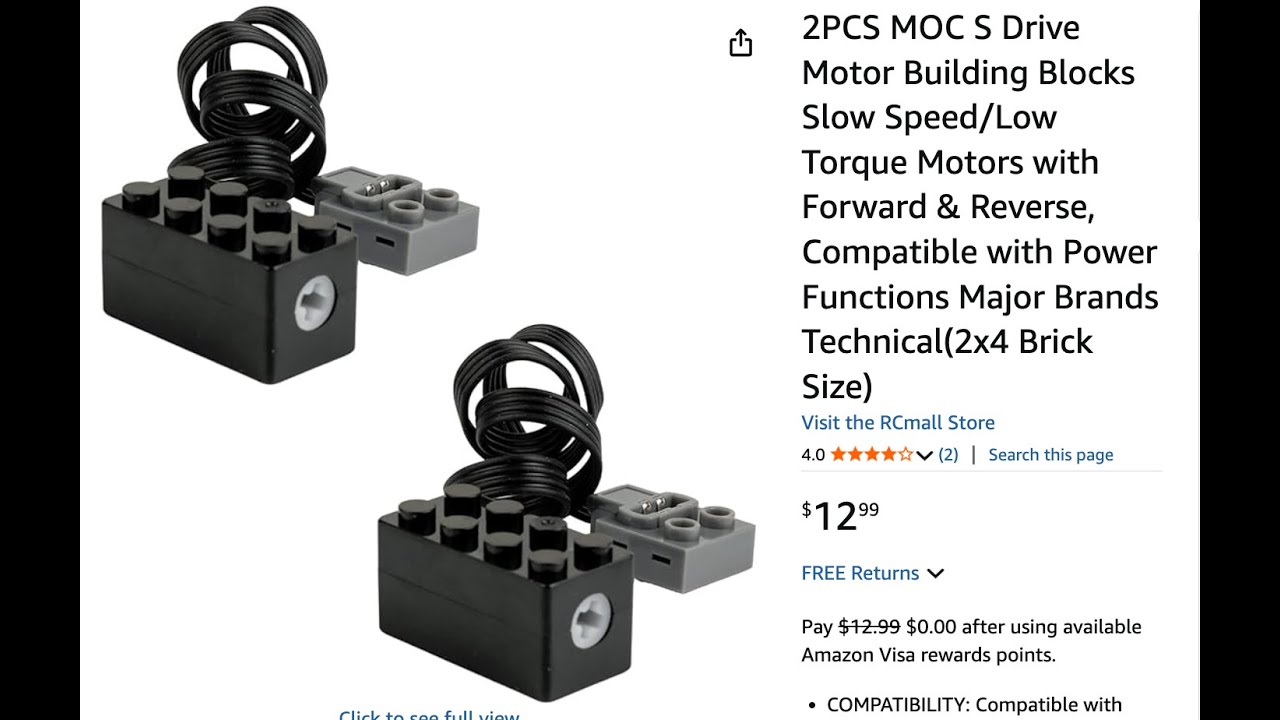 MOC S Drive Motor Support Forward Reverse Slow Speed Torque Speed Motor -Compatible Building Blocks PF Micro Power Motor - 44 - View #12