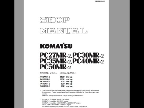Komatsu PC27 - 30 - 35 - 40 -  50 MR 2 Service Manual/Workshop Manual