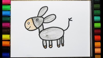 How to Drawing a Cute Donkey for Kids | Donkey Drawing Easy | Simple Drawing Tutorial for Beginners