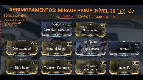 Warframe Mirage Prime 1 forma Santuário build BR