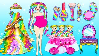 [🐾paper Diy🐾] Rainbow Vs Poor Pregnant Mother Makeup and Dress Up | Rapunzel Compilation 놀이 종이