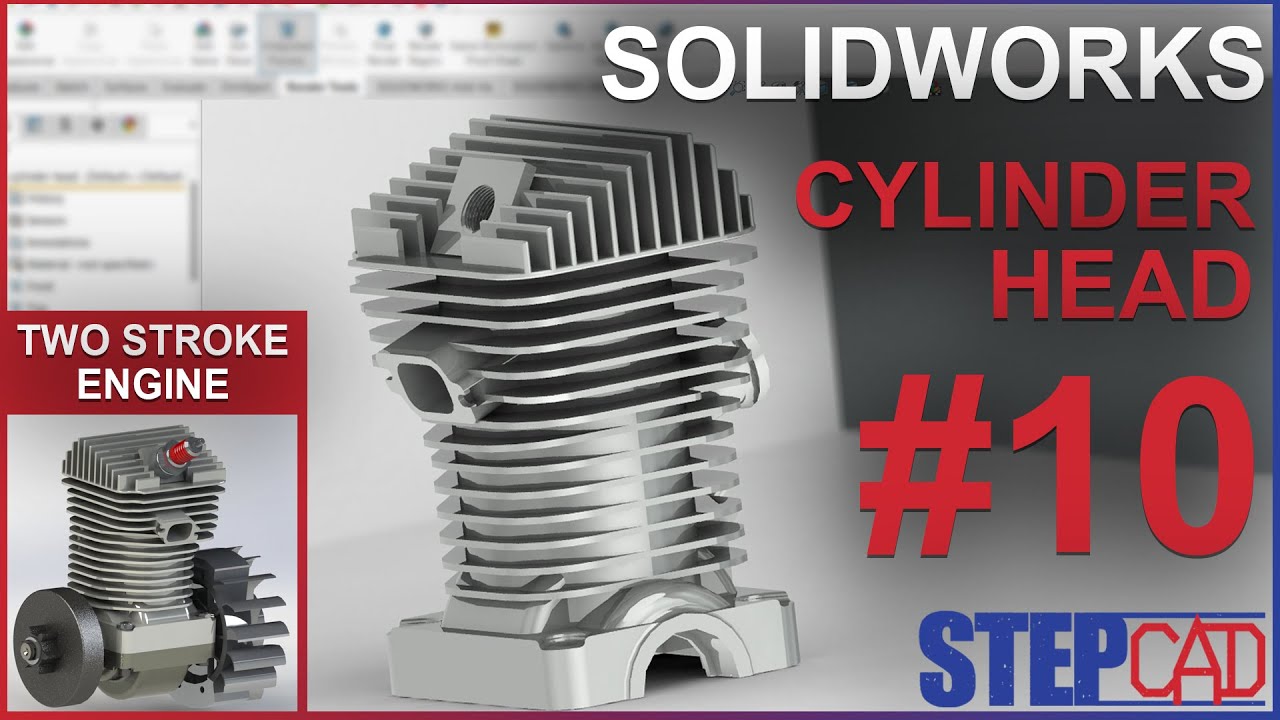 Cylinder Head Tutorial #10 | Two Stroke Engine | Solidworks Tutorial ...