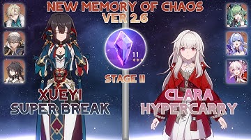 E6 Xueyi Super Break & E0 Clara Hypercarry New Memory of Chaos 11 Honkai Star Rail 2.6