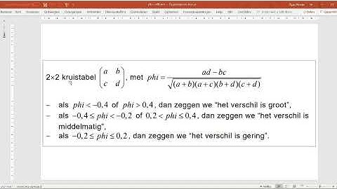 Phi coefficient met Excel