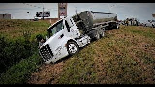 Code 3 Semi Crash!!! Semi Loaded with Sand Takes the Ditch!!!