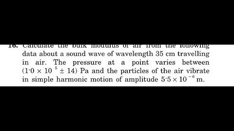 Calculate the bulk modulus of air from the following data about a sound wave of wavelength travellin