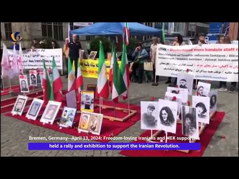 Bremen, Germany—April 13, 2024: MEK Supporters Rally & Exhibition in Support of the Iran Revolution