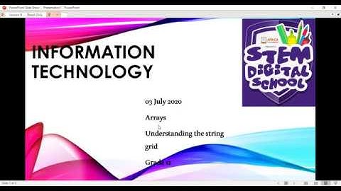 Grade 12 - IT | Arrays - Understanding the String Grid