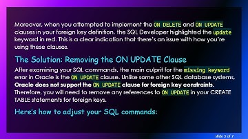Resolving the missing keyword Error in Oracle SQL