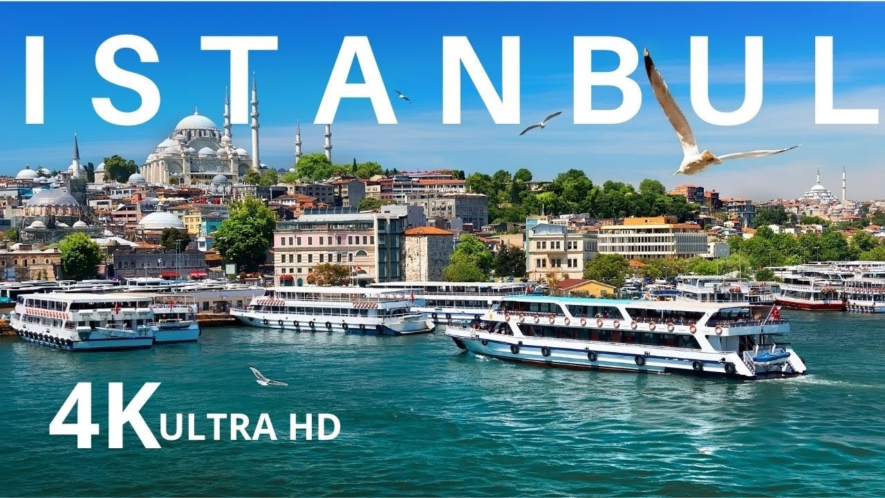 FLYING OVER ISTANBUL (4K UHD) Beautiful Aerial View with Relaxing