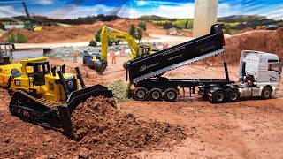 Massive RC Mountain Road Construction from Start to Finish with RC Excavators, Trucks & Bulldozer !!