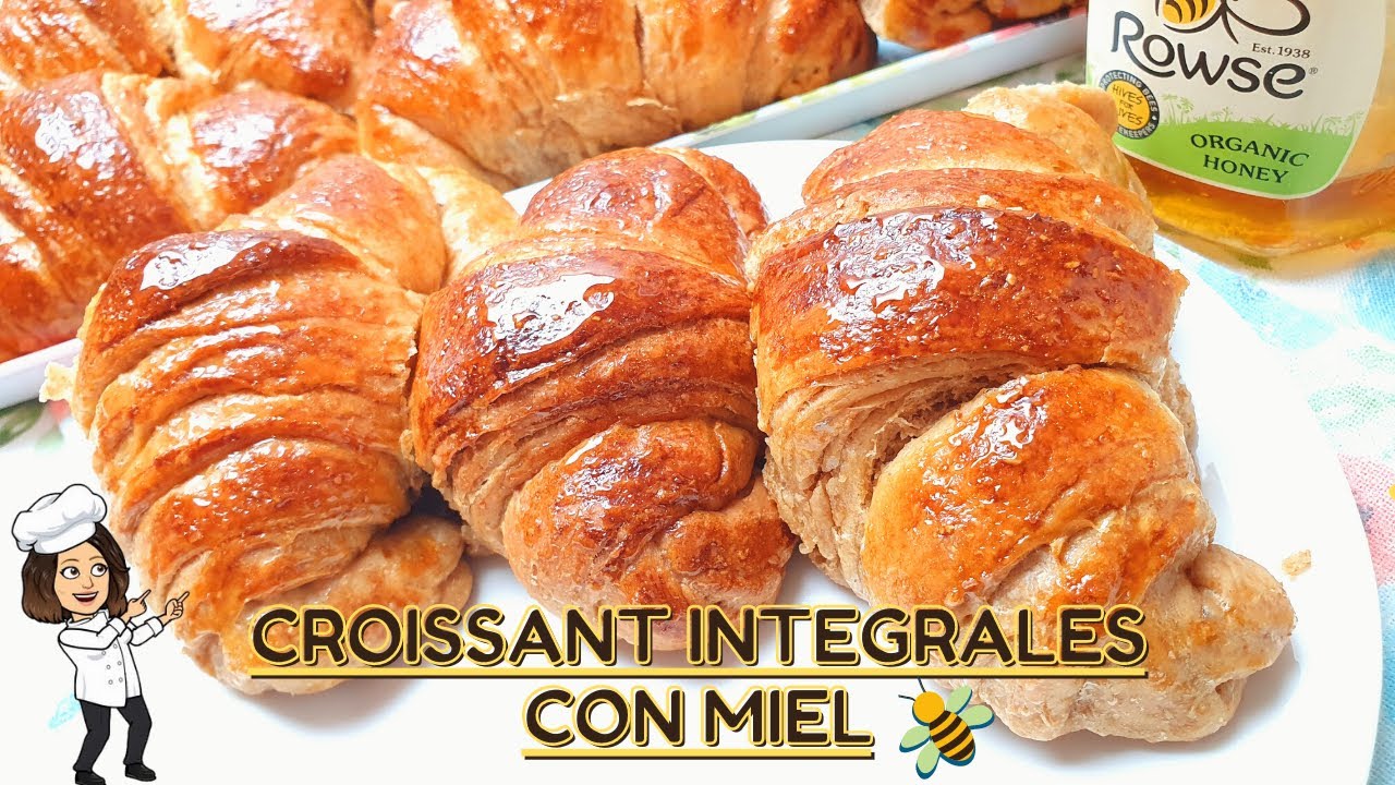 Croissant LIGHT Integral con Miel, SIN harinas refinadas, Casi SIN Grasas.  Dulces SALUDABLES - YouTube