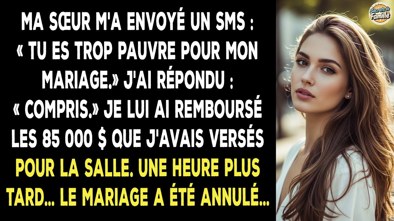 Ma Sœur M'a Jugé Trop Pauvre Pour Son Mariage, Alors J'ai Récupéré Mes 85 000 $ D'aide.