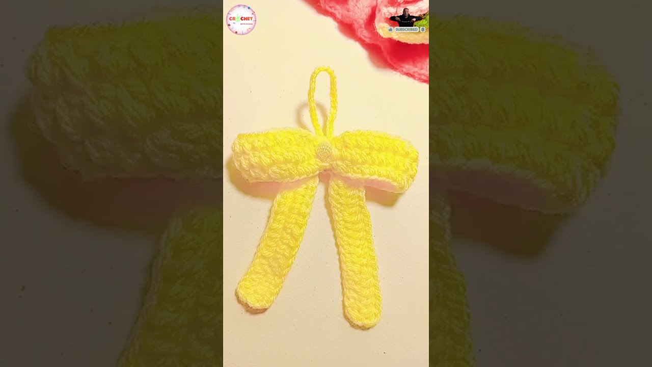 Easy crochet bow tutorial / new viral crochet Keychain #cute #knittig #diy #viral #shorts #trending 