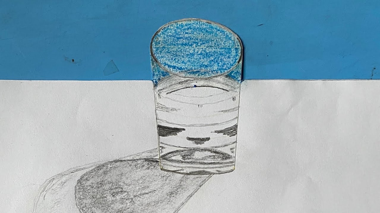 Drawing a 3D glass filled with water | 3D transparent glass painting ...