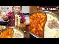 리얼먹방:) 반반떡볶이😎 매콤 닭갈비 떡볶이 & 우삼겹 청양크림 떡볶이 ★ ft. 치즈볼ㅣTteokbokkiㅣREAL SOUNDㅣASMR MUKBANGㅣ