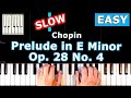 Chopin Prelude in E Minor Op. 28 No. 4 - SLOW Piano Tutorial Easy