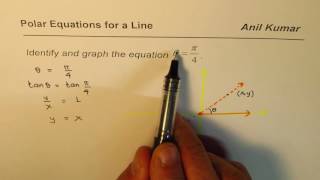 Identify and Graph Polar Equation for Line Thita equals Angle