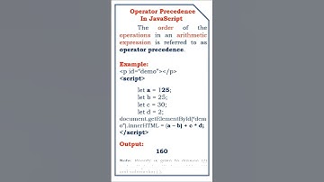 what is precedence operator in JavaScript #jscript #javascript #operator