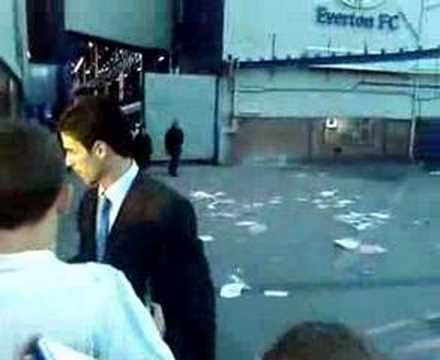 mikel arteta signin autographs after the everton v blackburn match