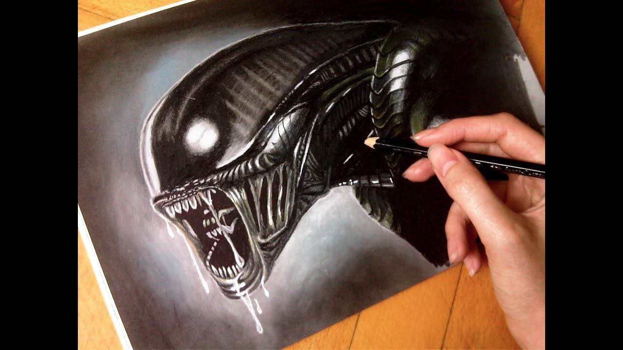 ⁣Drawing time lapse: Alien movie poster | Jasmina Susak