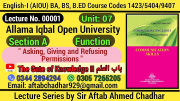 Lecture 1_Unit 07_ BA,B.ED,BS, English-I - Course Codes 1423/5404/9407 Allama Iqbal Open University