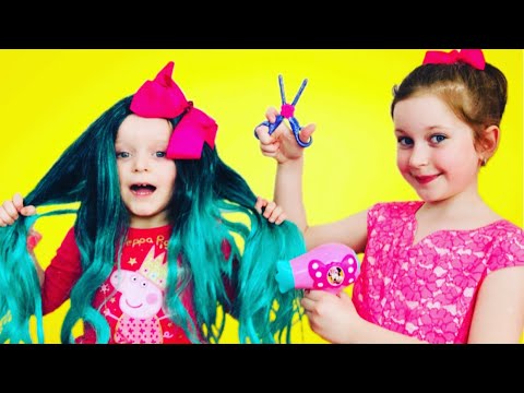 Hair Salon Pretend Play with  Sisters! hair salon toys