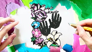 Paper art】👶🌸紙だけで描く手形アート【切り絵×ちぎり絵】 - YouTube