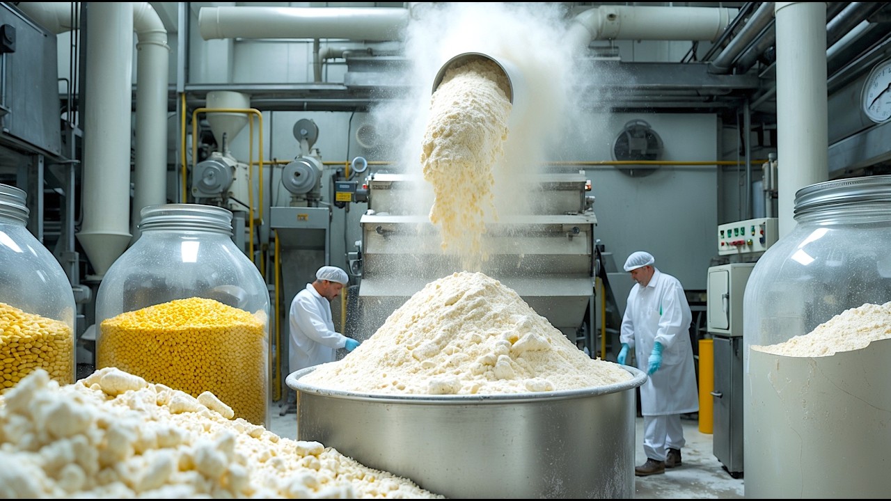 كيف يُصنَع الدقيق في المصنع - طريقة إنتاج الطحين في المصانع 🌾 🌾