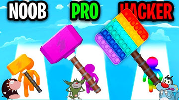 NOOB vs PRO vs HACKER Gaint Hammer Android iOS Oggy And Jack Voice