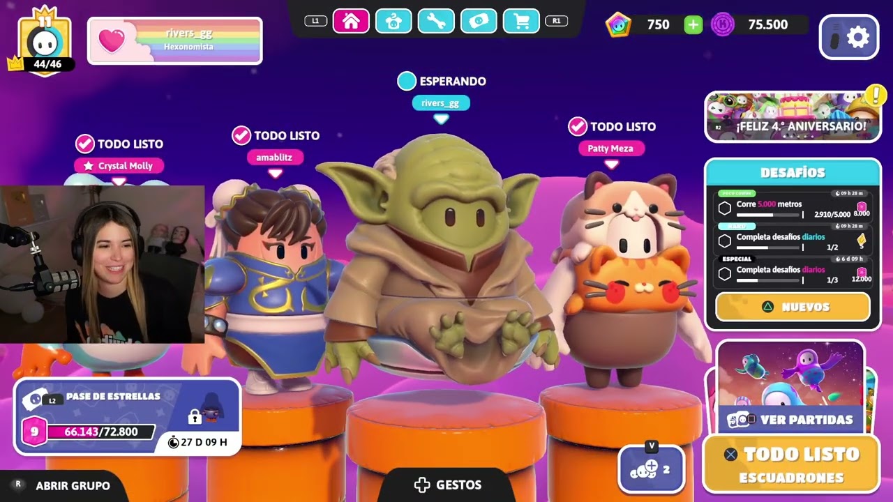 RIVERS JUEGA FALL GUYS CON PATTY MEZZA AMABLITZ Y MOLLY