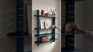 VEYRA Adjustable Multi-Tier Metal Floating Shelves in Matte Blue #interiordesign #floatingshelves