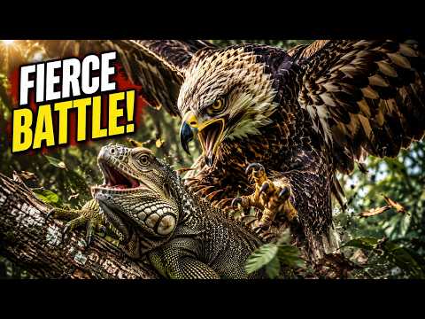 Amazon Wildlife: Unbelievable Mother Eagle Battles Giant Iguana | Epic Survival Documentary