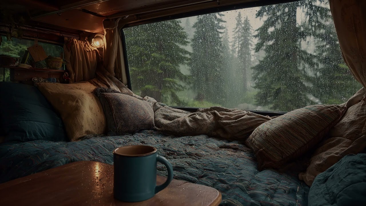 Rainy RV Escape: Relaxing Rain Sounds for Deep Sleep & Focus | Calming Rainfall