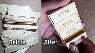 How to Make Mini Drawers from Ice Cream Sticks at Home | Miniature Drawers from Ice Cream Sticks