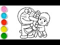 Cute Doraemon With Pato and Pocoyo Drawing, Painting and Coloring For Kids and Toddlers_ Kids Art