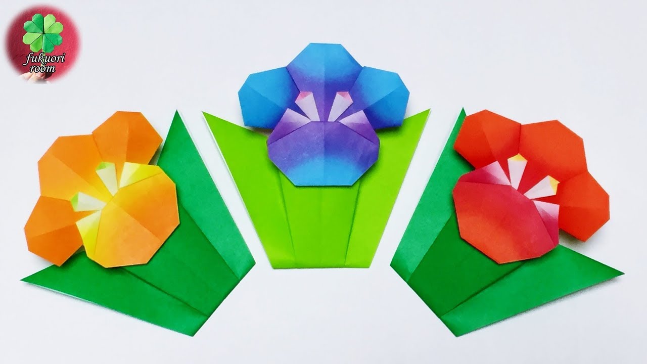 折り紙の花 春にぴったりのかわいい花の折り方 自立します Origami Cute Flower Fukuoriroom Youtube