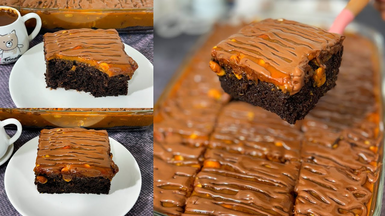 كيك الاسنيكرز  الهش بصوص الكراميل الاقتصادي 🥰🥳😋