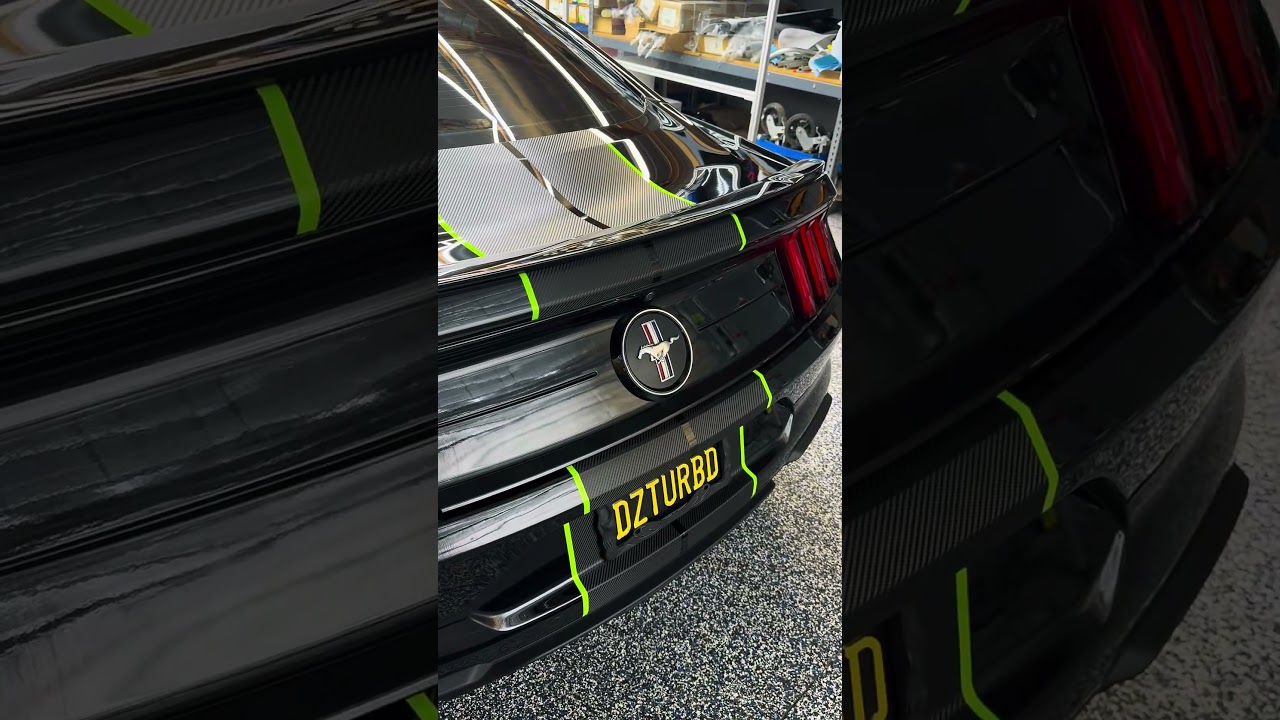 🔥 Full Stripe Kit Transformation | Carbon Fiber Wrap + Gloss Green Pinstripes | Mustang 🐎💨