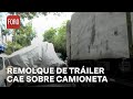 Remolque de tráiler se desprende y cae sobre camioneta en Vallejo - A las Tres