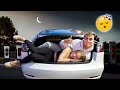 We Spent The Night In My Girlfriend's Tesla! | Dobre Brothers