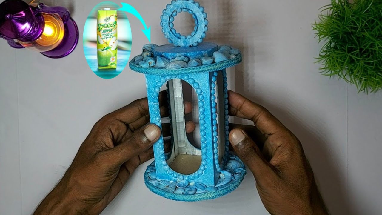DIY LANTERN USING RECYCLED BOX AND CARDBOARD LANTERN MAKING AT HOME